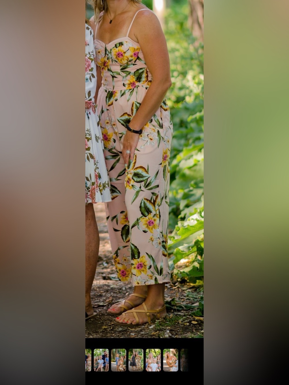 Floral Pink Women's Jumpsuit with Spaghetti Straps - Picture 2 of 2